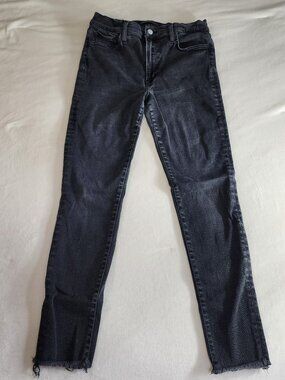 Joe's Jeans The Charlie High Rise Skinny Snapback Jeans Cielo Black Raw Hem 29